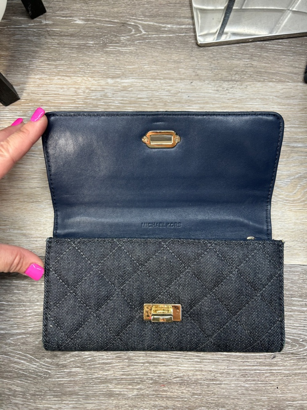 1955 Michael Kors dark denim Leather Tote with Gold Hardware 259041955 - Picture 14 of 16